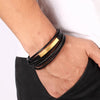 Mens multi layer black and gold bracelet 