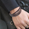 Brown multi layer leather bracelet 