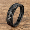 Black cross leather bracelet 