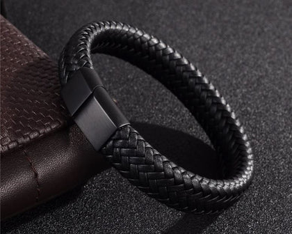 black leather bracelet