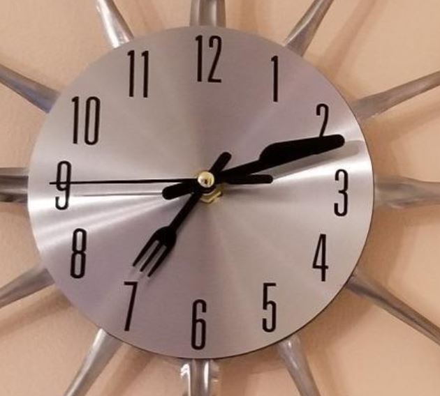 silver cutlery wall clock
