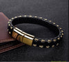 gold leather mens bracelet